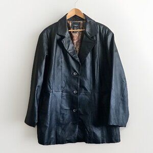 Vintage George 90s Fitted Genuine Leather Jacket/ Blazer Women’s Size 3X Black